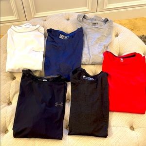 Lot of 6, L athletic, short-sleeve, workout shirts